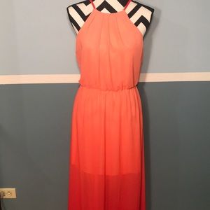 Salmon/Coral Ombre Maxi Dress